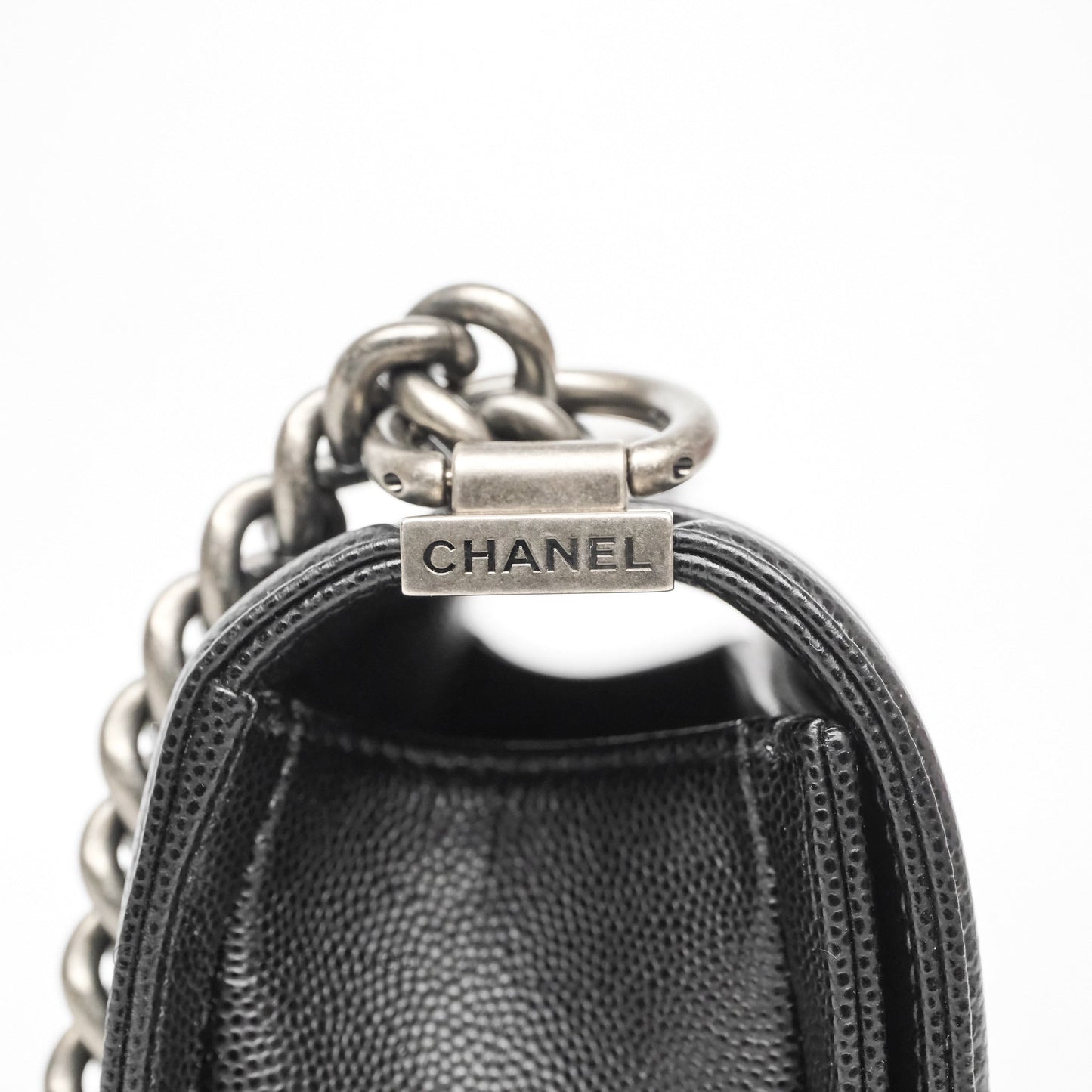 Chanel Small Boy Black Caviar Ruthenium Hardware