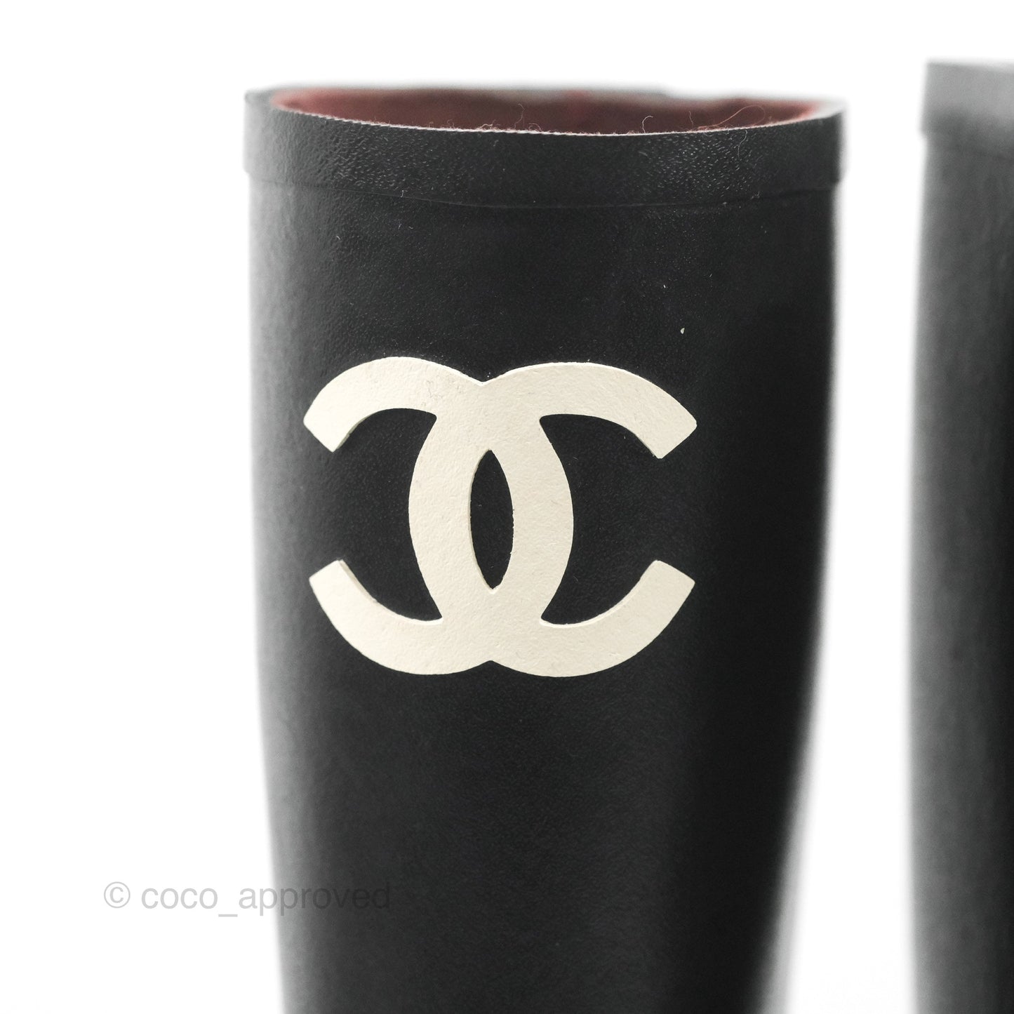 Chanel CC Black Rubber Rain Boots Size 35