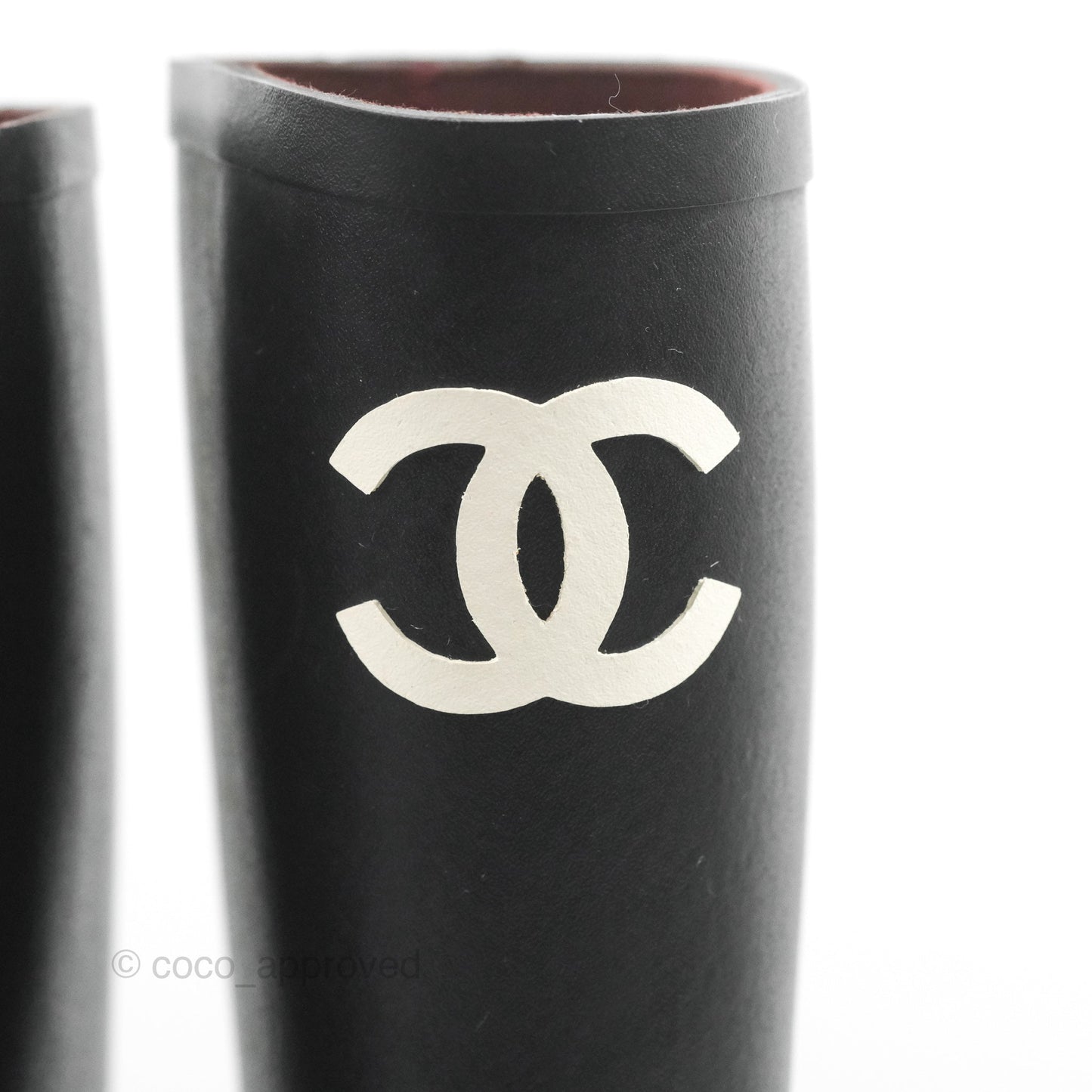 Chanel CC Black Rubber Rain Boots Size 35