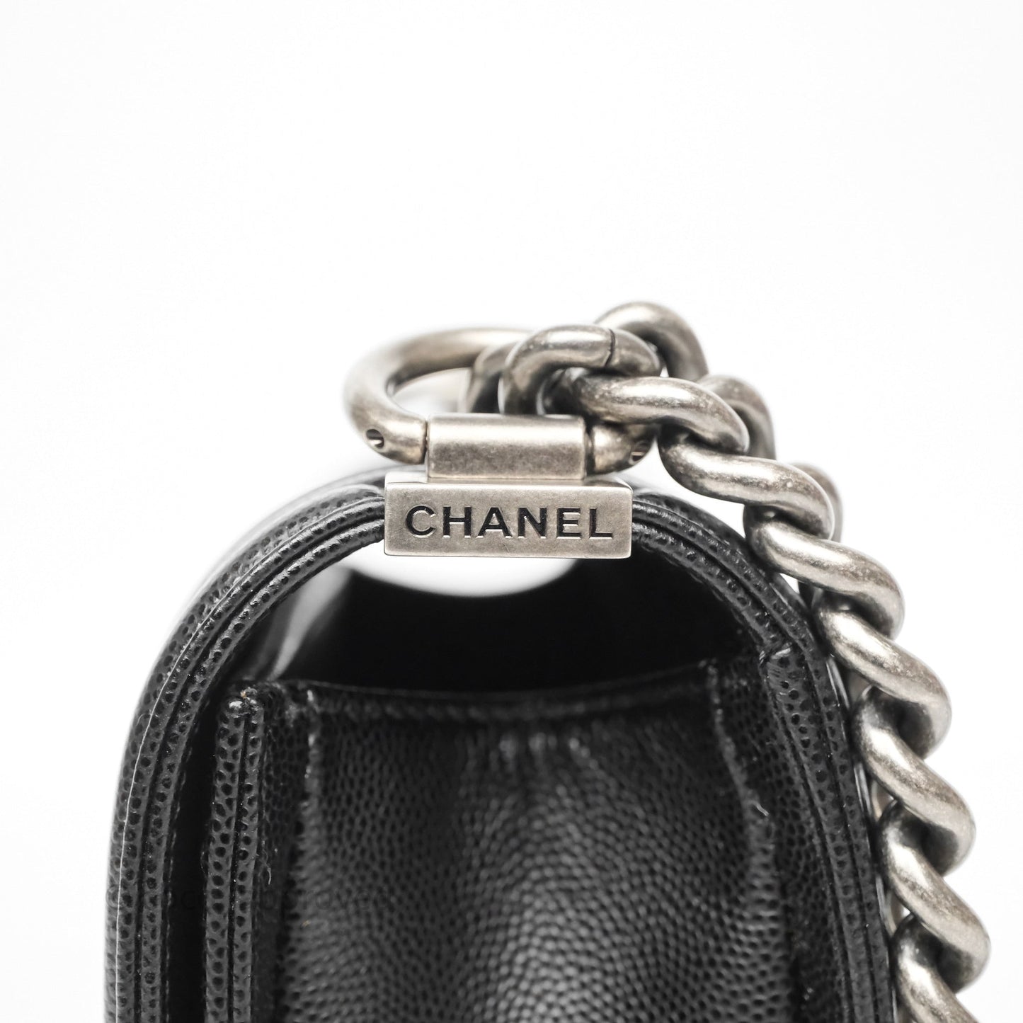 Chanel Small Boy Black Caviar Ruthenium Hardware