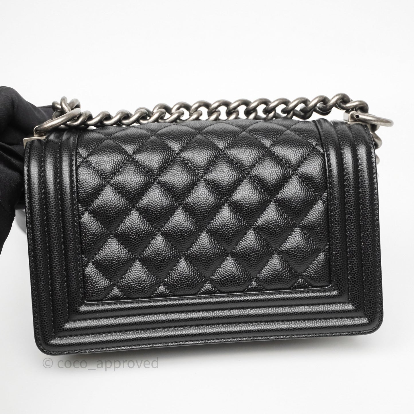 Chanel Small Boy Black Caviar Ruthenium Hardware