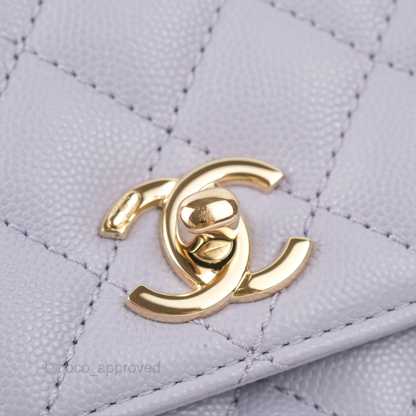 Chanel Small Coco Handle Chevron Purple Lilac Caviar Gold Hardware 21K