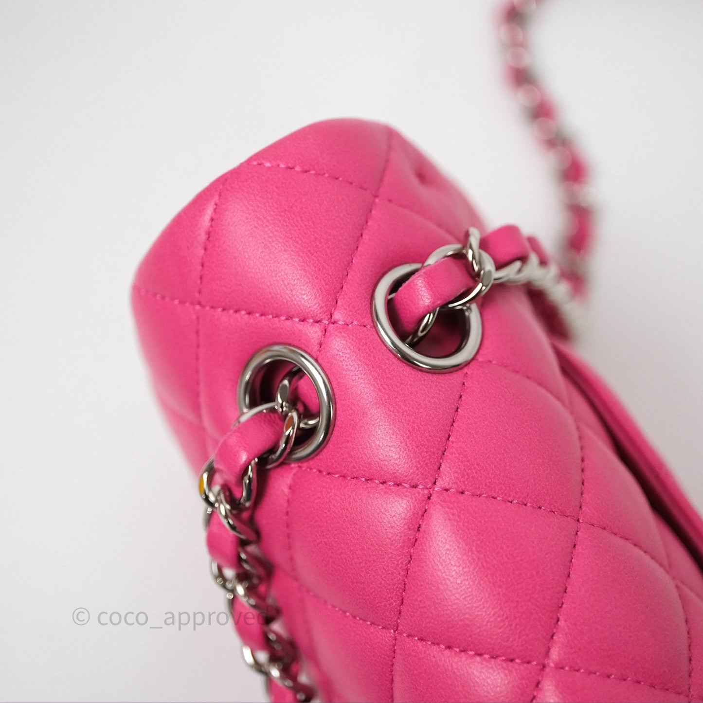 Chanel Classic M/L Medium Flap Quilted Hot Pink Lambskin Silver Hardware