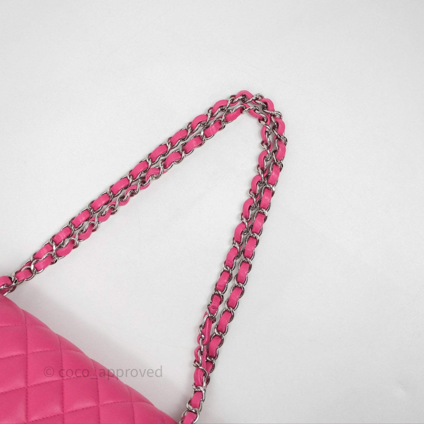 Chanel Classic M/L Medium Flap Quilted Hot Pink Lambskin Silver Hardware