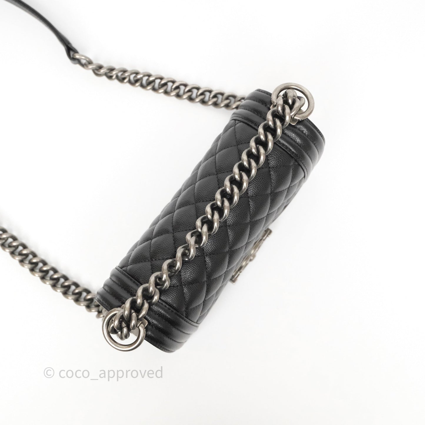 Chanel Small Boy Black Caviar Ruthenium Hardware