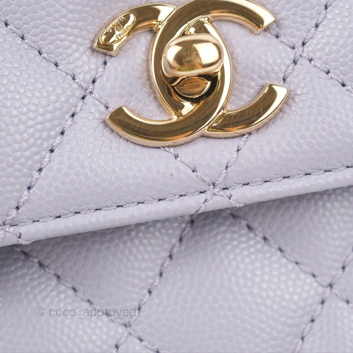 Chanel Small Coco Handle Chevron Purple Lilac Caviar Gold Hardware 21K