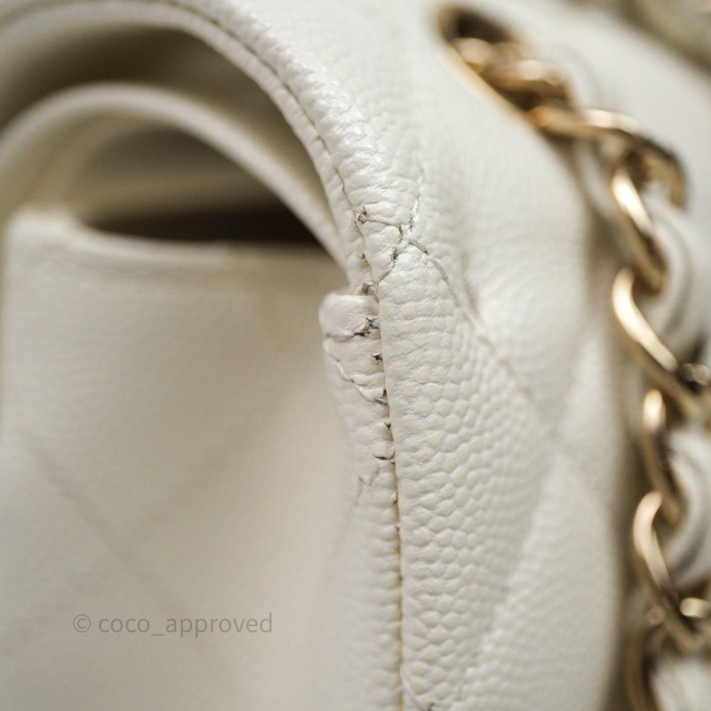 Chanel Classic Quilted Small S/M Flap Ivory White Caviar Gold Hardware