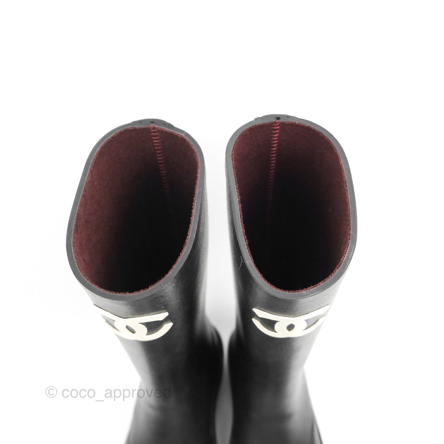 Chanel CC Black Rubber Rain Boots Size 35