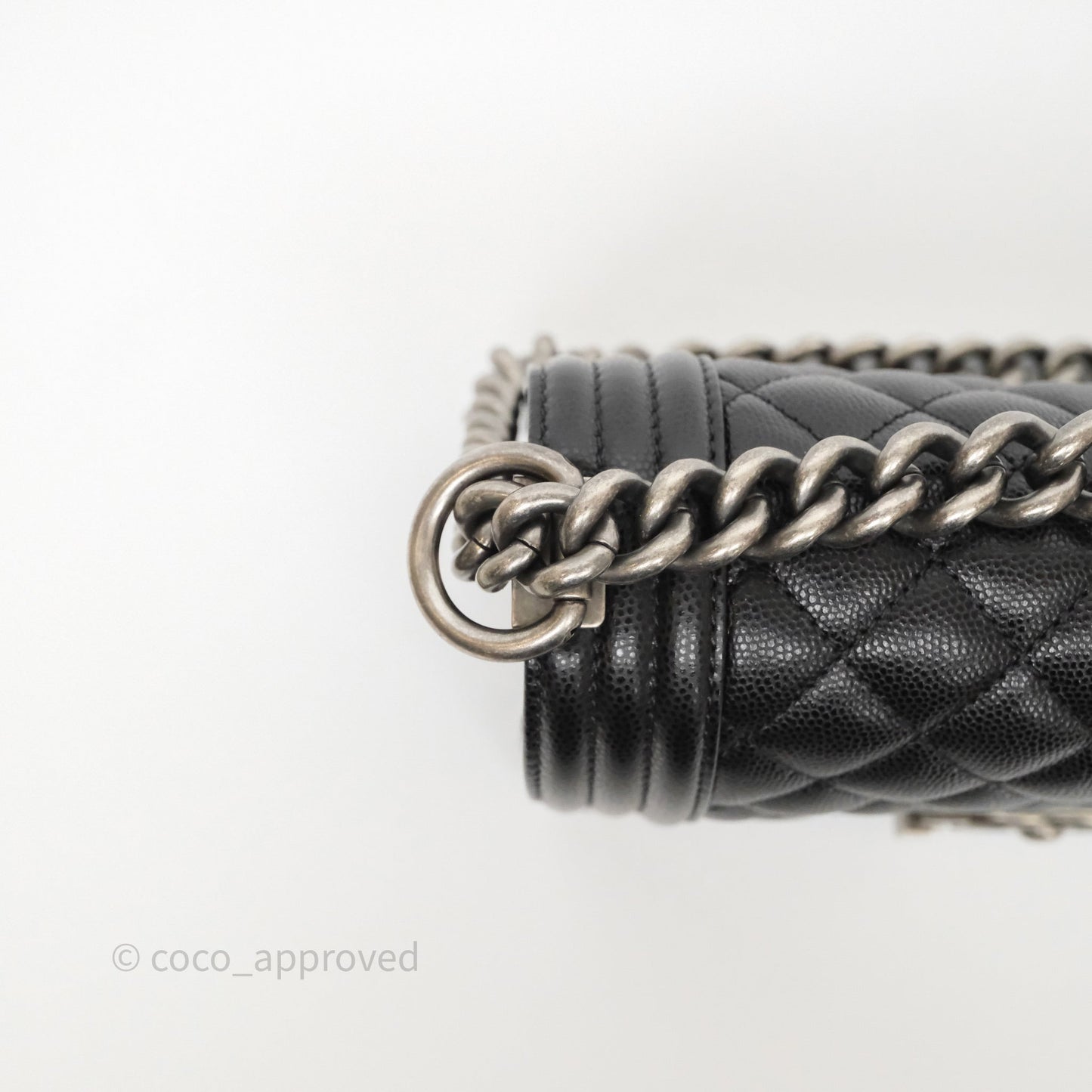 Chanel Small Boy Black Caviar Ruthenium Hardware