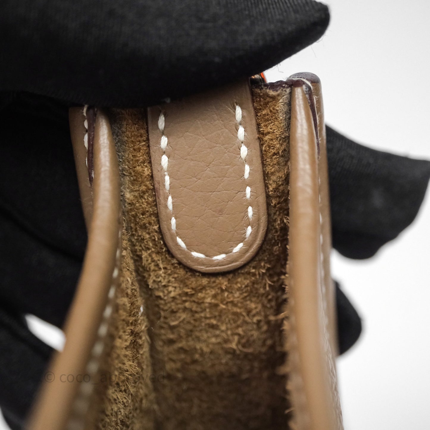 Hermès Mini Evelyne 16 Etoupe 18 Clemence Palladium Hardware with Bleu Indigo Strap