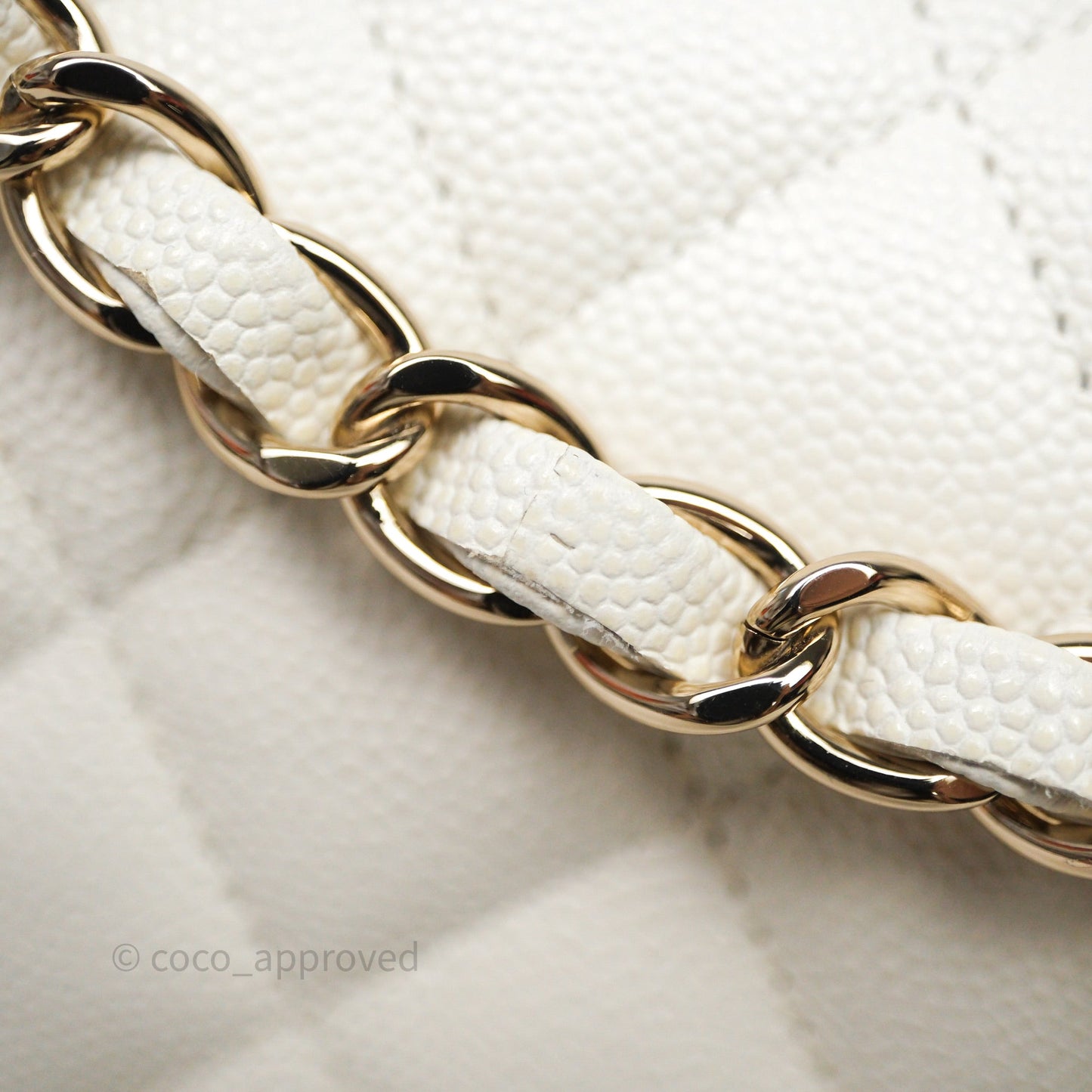 Chanel Classic Quilted Small S/M Flap Ivory White Caviar Gold Hardware