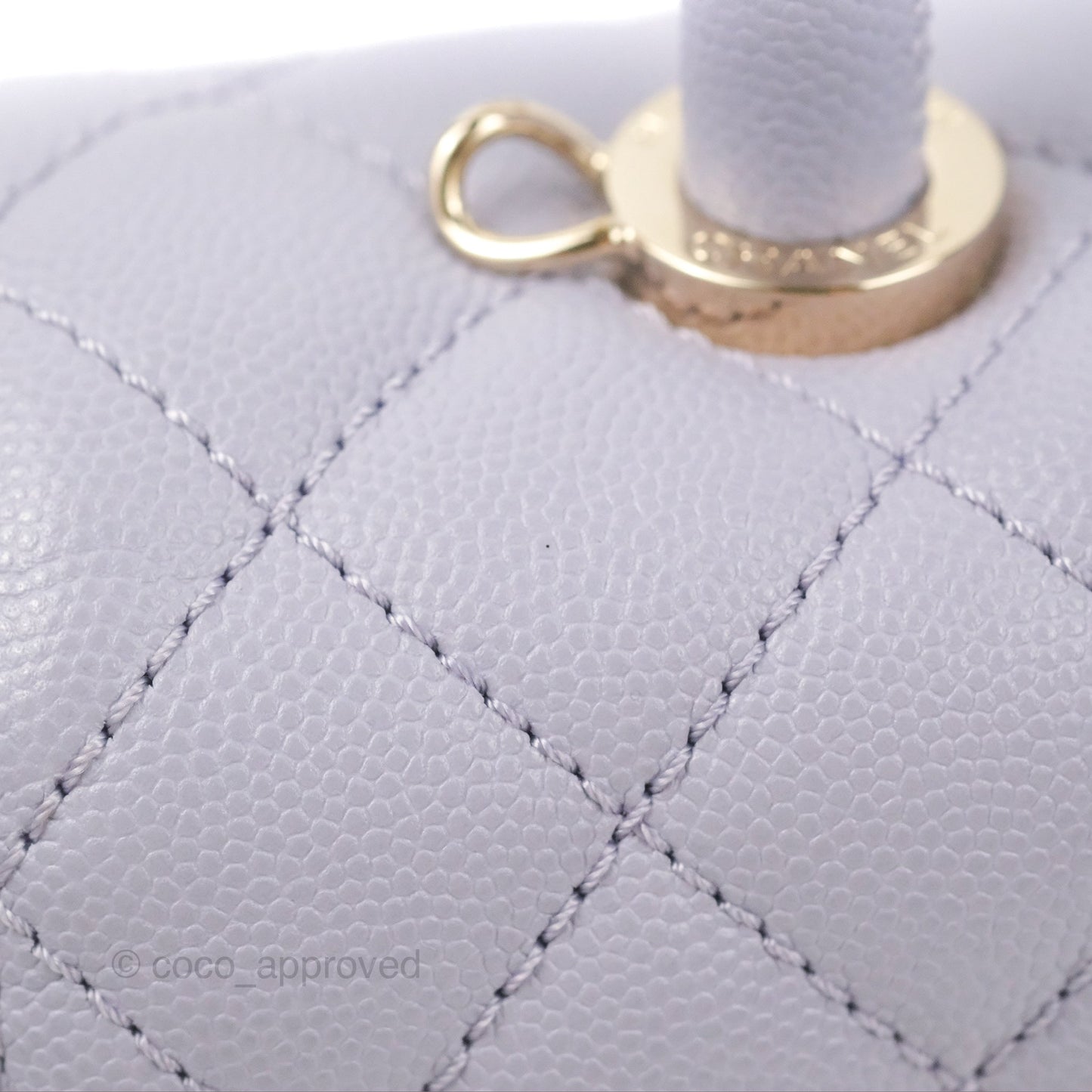 Chanel Small Coco Handle Chevron Purple Lilac Caviar Gold Hardware 21K