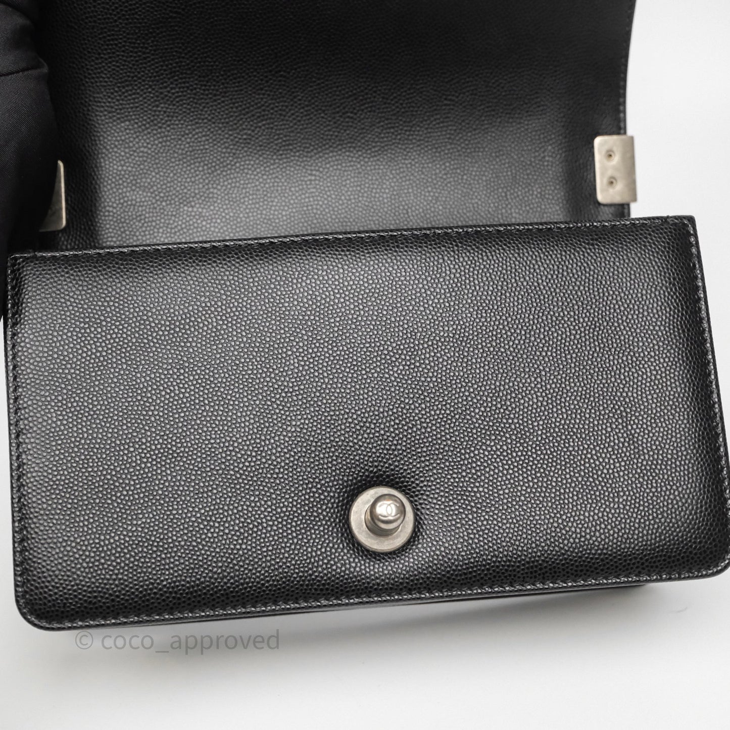 Chanel Small Boy Black Caviar Ruthenium Hardware