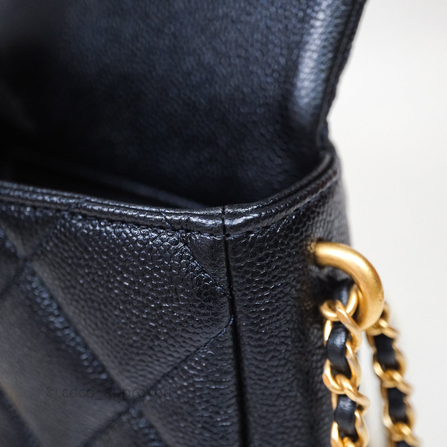 Chanel Quilted My Perfect Mini Iridescent Dark Navy Caviar Aged Gold Hardware