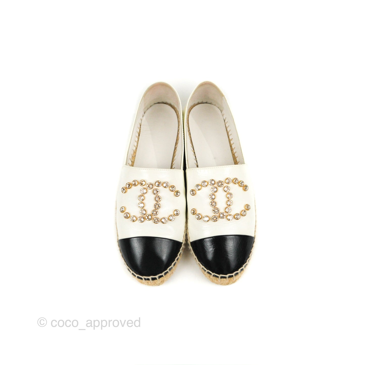 Chanel CC Crystals Black White Size 38