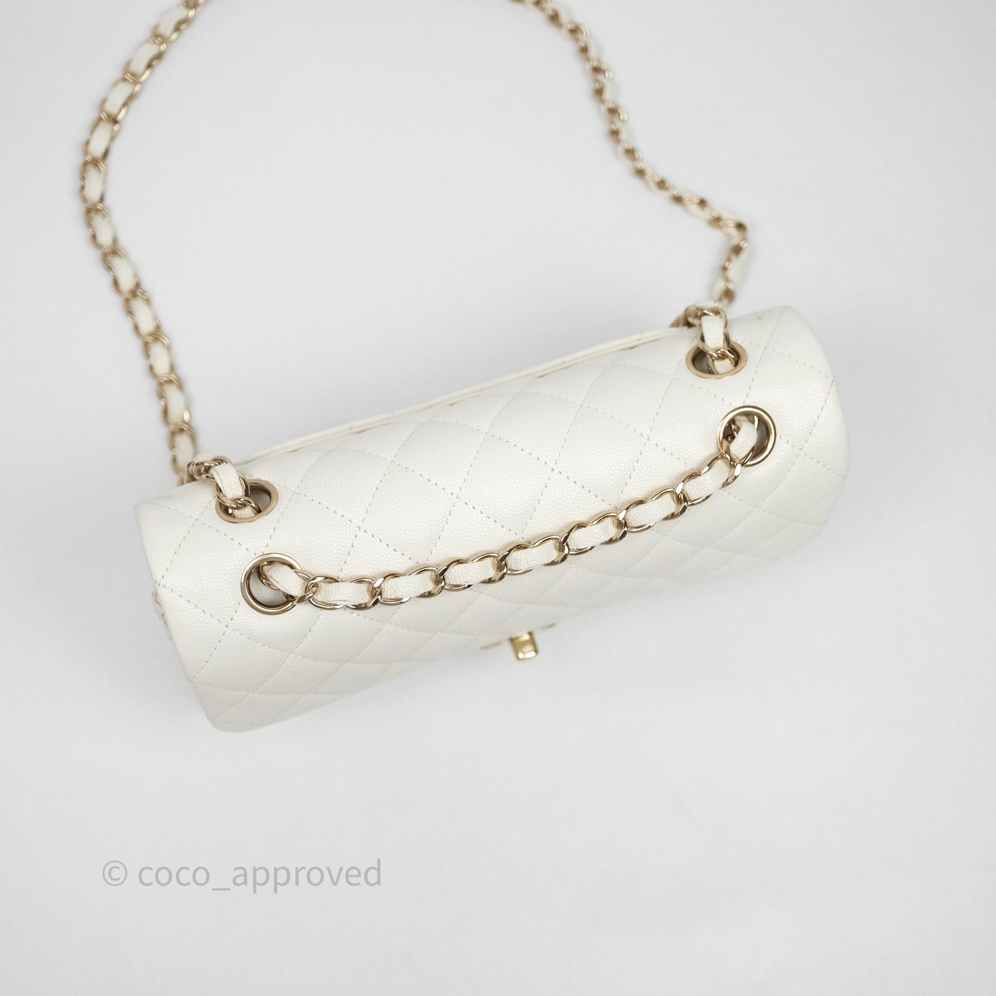 Chanel Classic Quilted Small S/M Flap Ivory White Caviar Gold Hardware