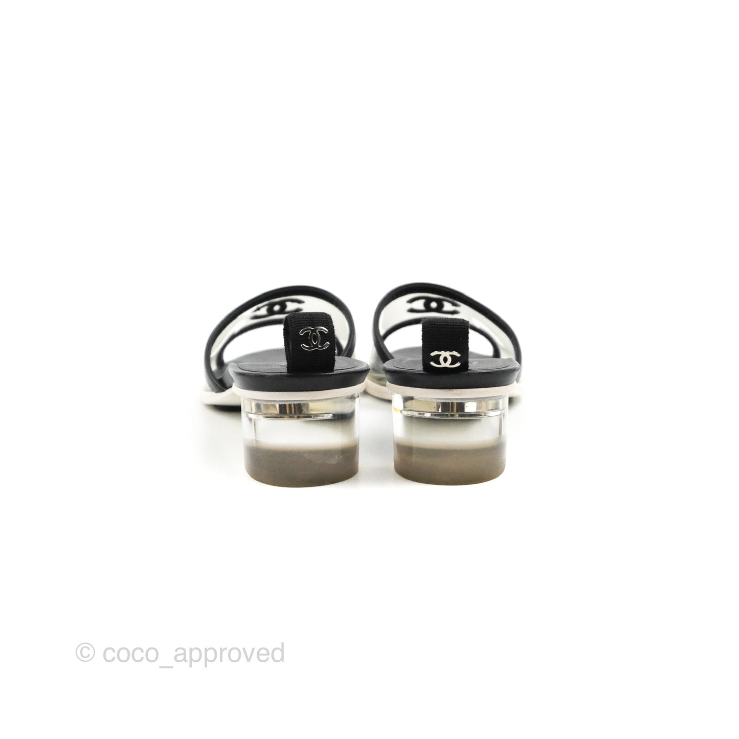 Chanel CC Logo PVC Slide Sandals Black Size 35.5