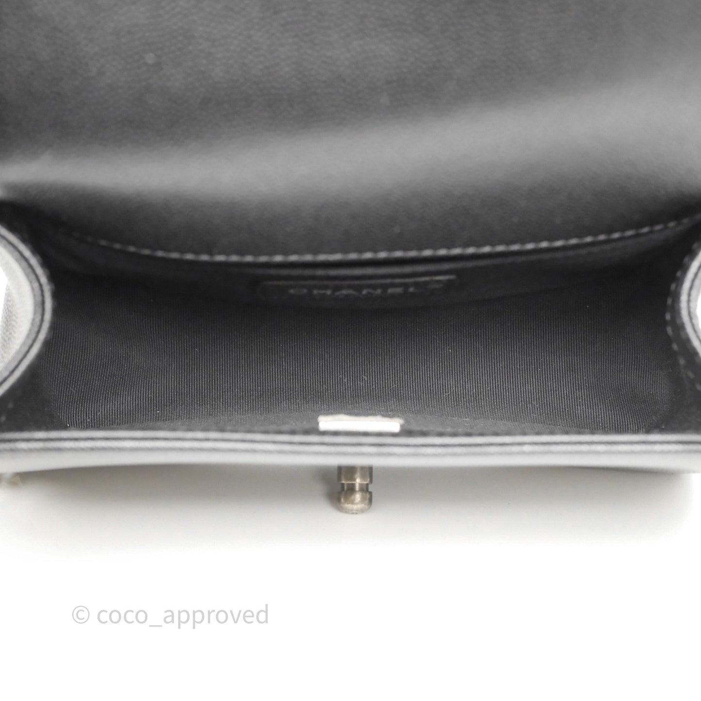 Chanel Small Boy Black Caviar Ruthenium Hardware