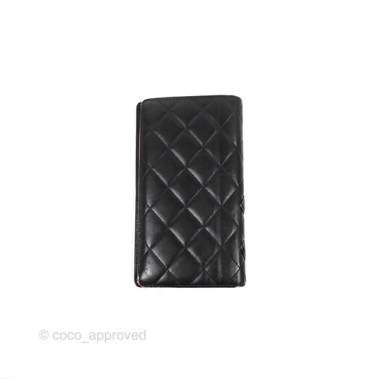 Chanel Quilted Cambon Yen Wallet Black Calfskin Silver Hardware