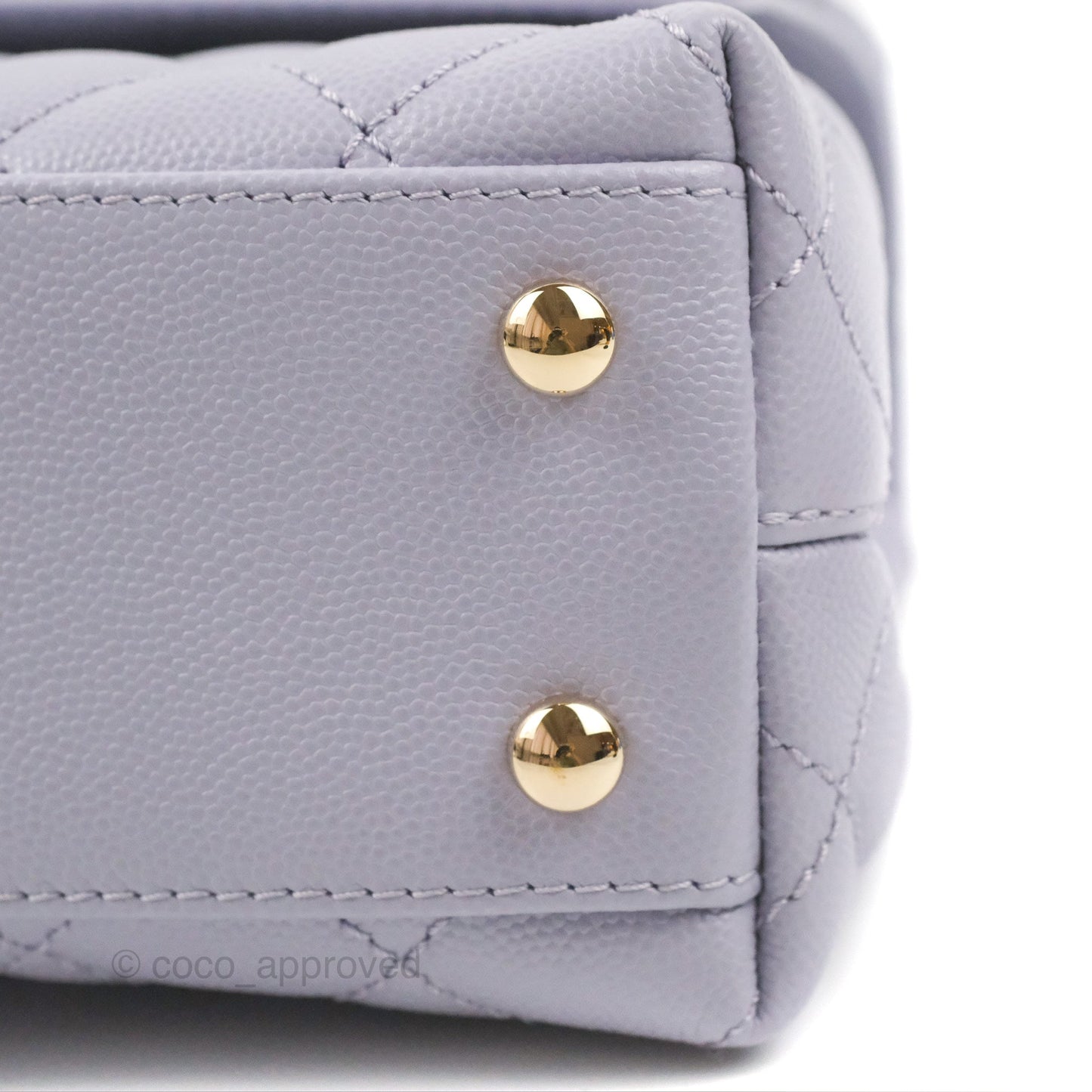 Chanel Small Coco Handle Chevron Purple Lilac Caviar Gold Hardware 21K