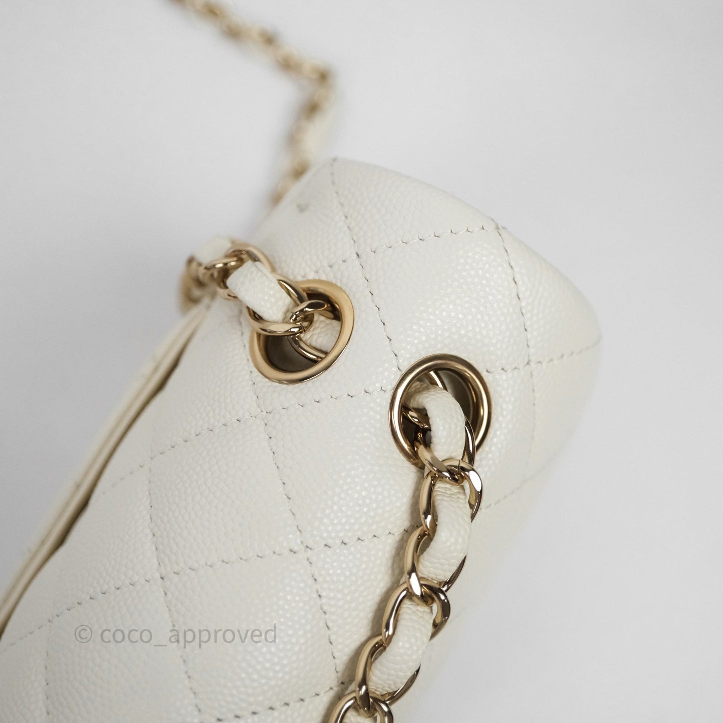 Chanel Classic Quilted Small S/M Flap Ivory White Caviar Gold Hardware