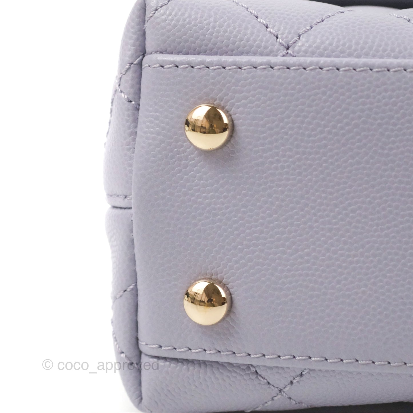 Chanel Small Coco Handle Chevron Purple Lilac Caviar Gold Hardware 21K