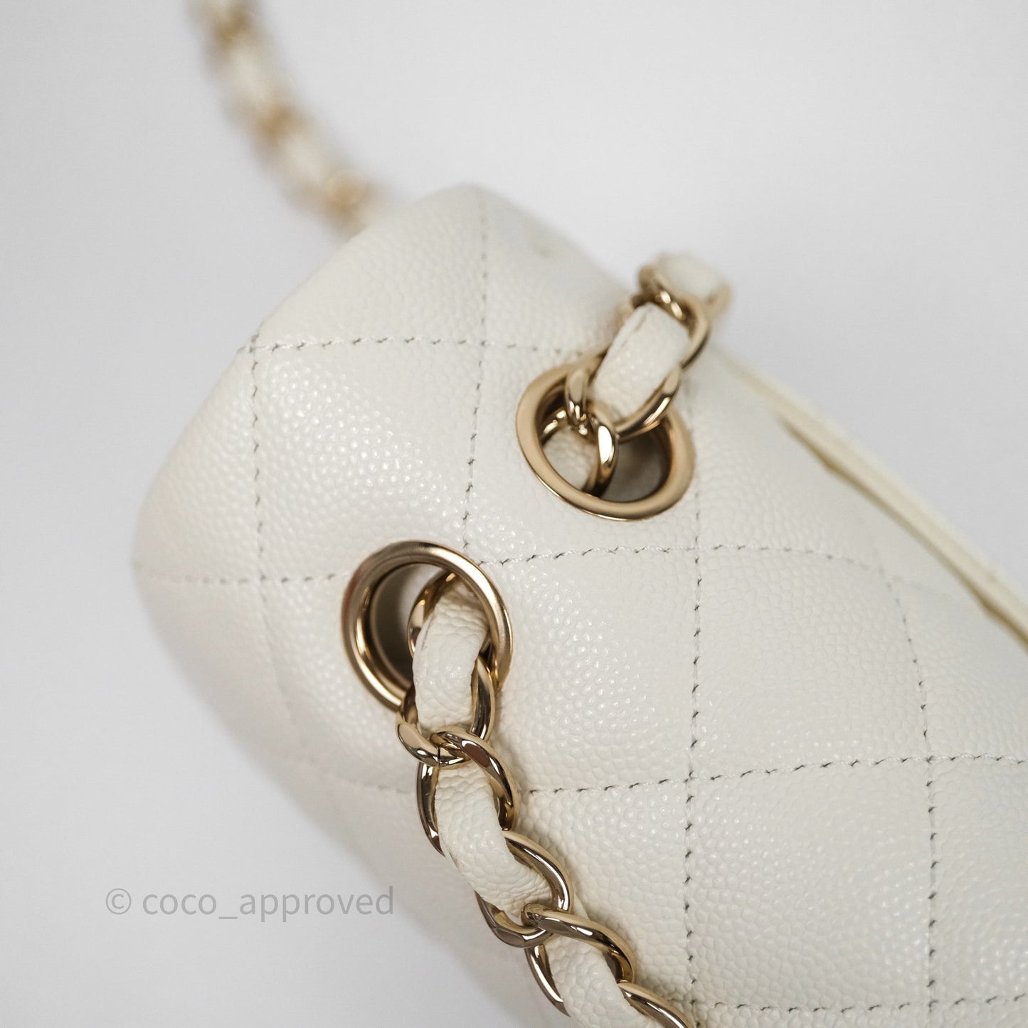Chanel Classic Quilted Small S/M Flap Ivory White Caviar Gold Hardware