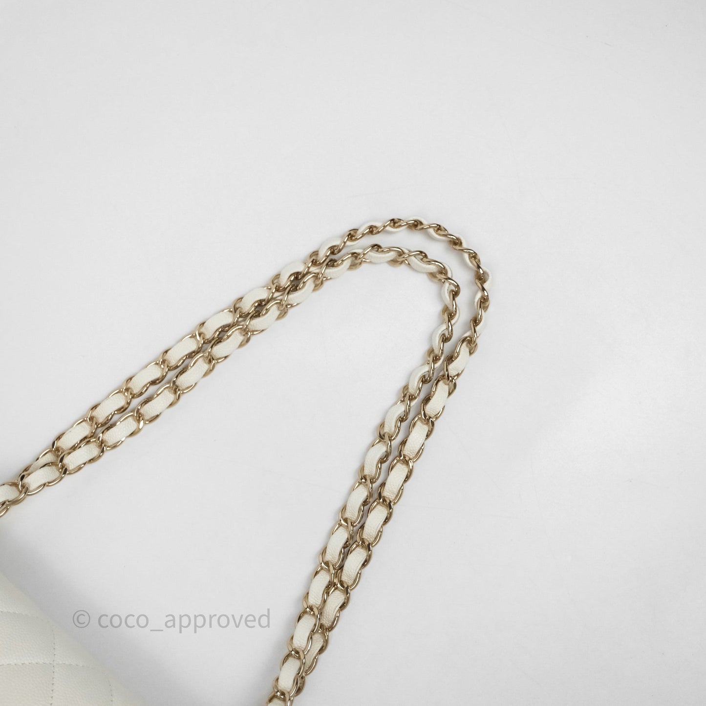 Chanel Classic Quilted Small S/M Flap Ivory White Caviar Gold Hardware