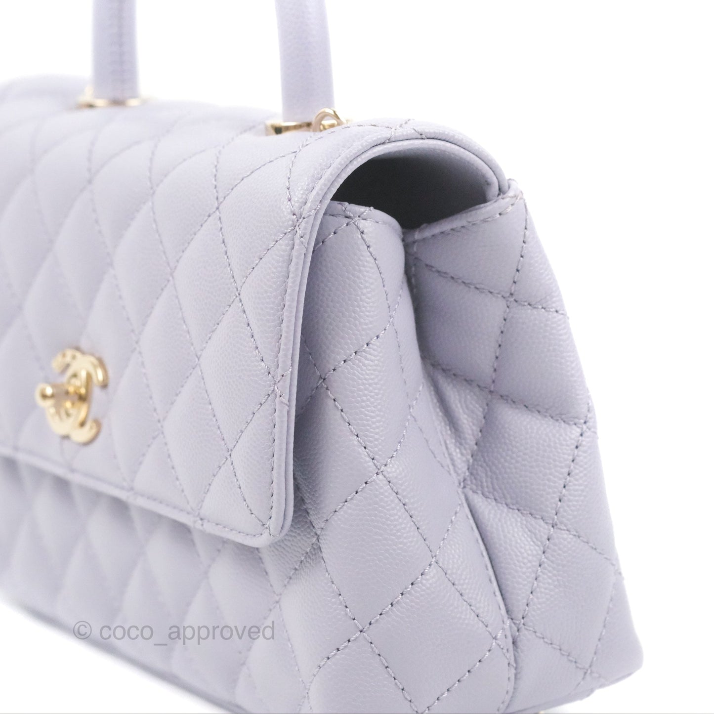 Chanel Small Coco Handle Chevron Purple Lilac Caviar Gold Hardware 21K