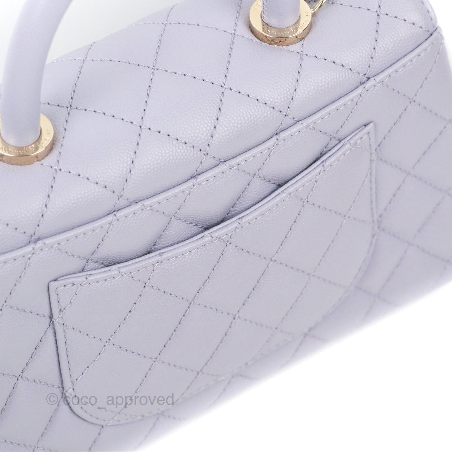 Chanel Small Coco Handle Chevron Purple Lilac Caviar Gold Hardware 21K