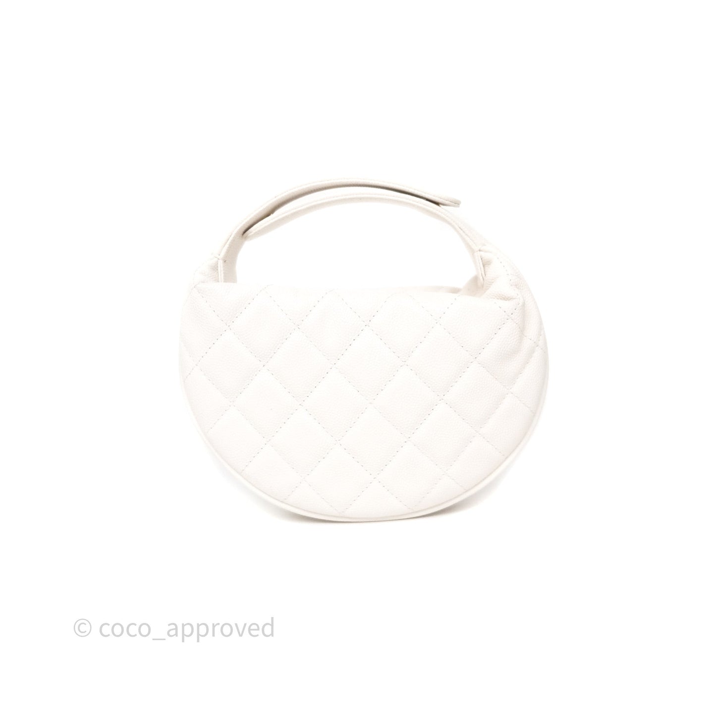 Chanel Quilted Polly Pocket Hobo Bag Caviar White Gold Hardware