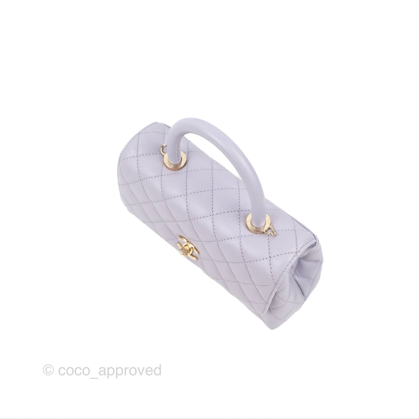 Chanel Small Coco Handle Chevron Purple Lilac Caviar Gold Hardware 21K