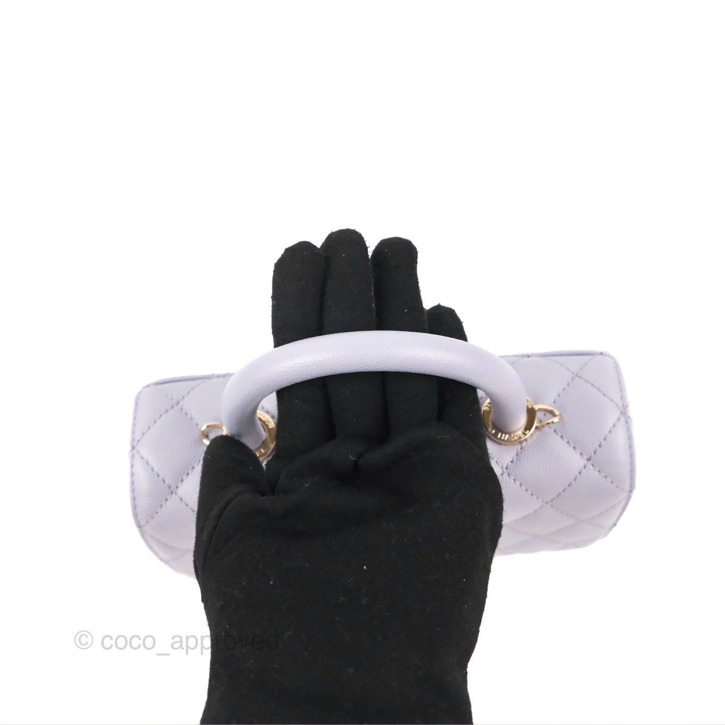 Chanel Small Coco Handle Chevron Purple Lilac Caviar Gold Hardware 21K