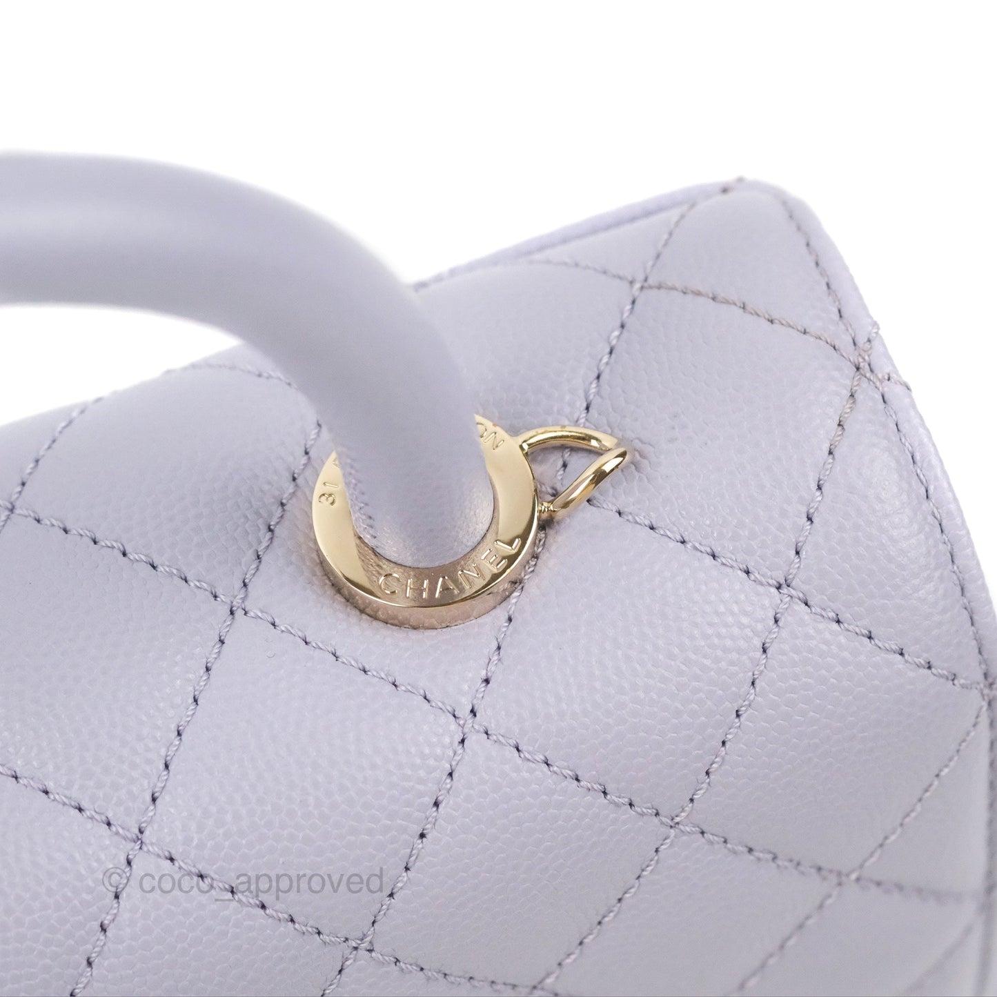 Chanel Small Coco Handle Chevron Purple Lilac Caviar Gold Hardware 21K