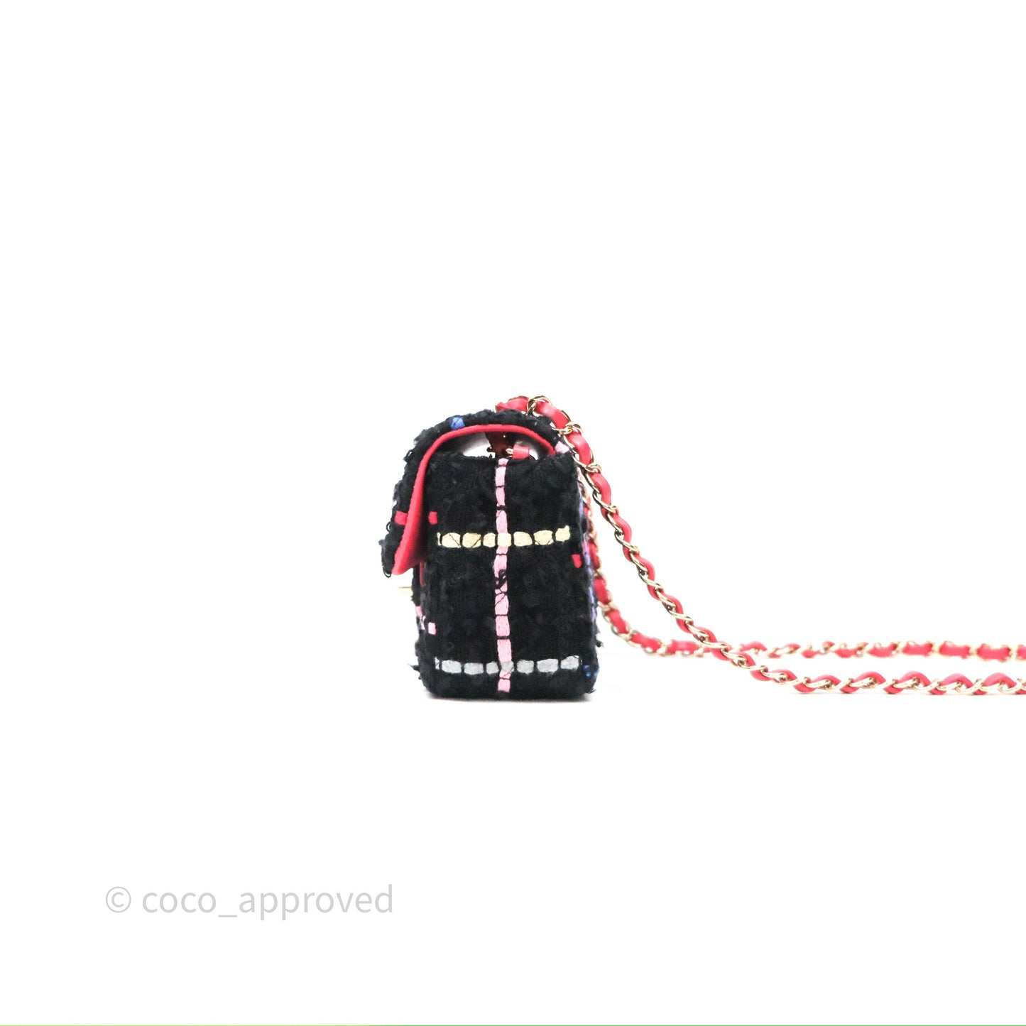 Chanel Mini Rectangular Flap Multicolor Tweed Gold Hardware