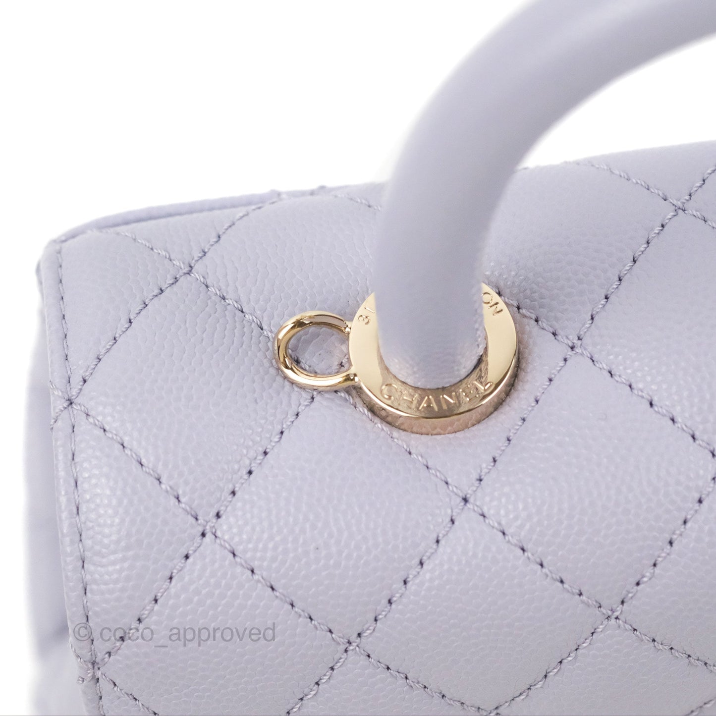 Chanel Small Coco Handle Chevron Purple Lilac Caviar Gold Hardware 21K
