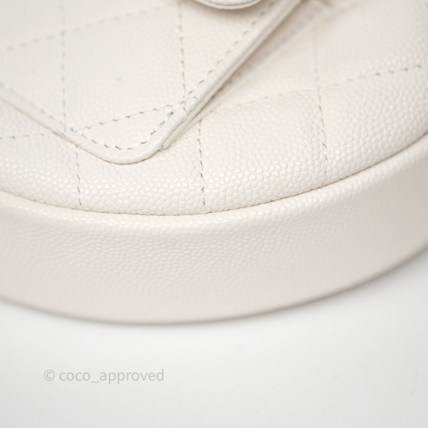 Chanel Quilted Polly Pocket Hobo Bag Caviar White Gold Hardware