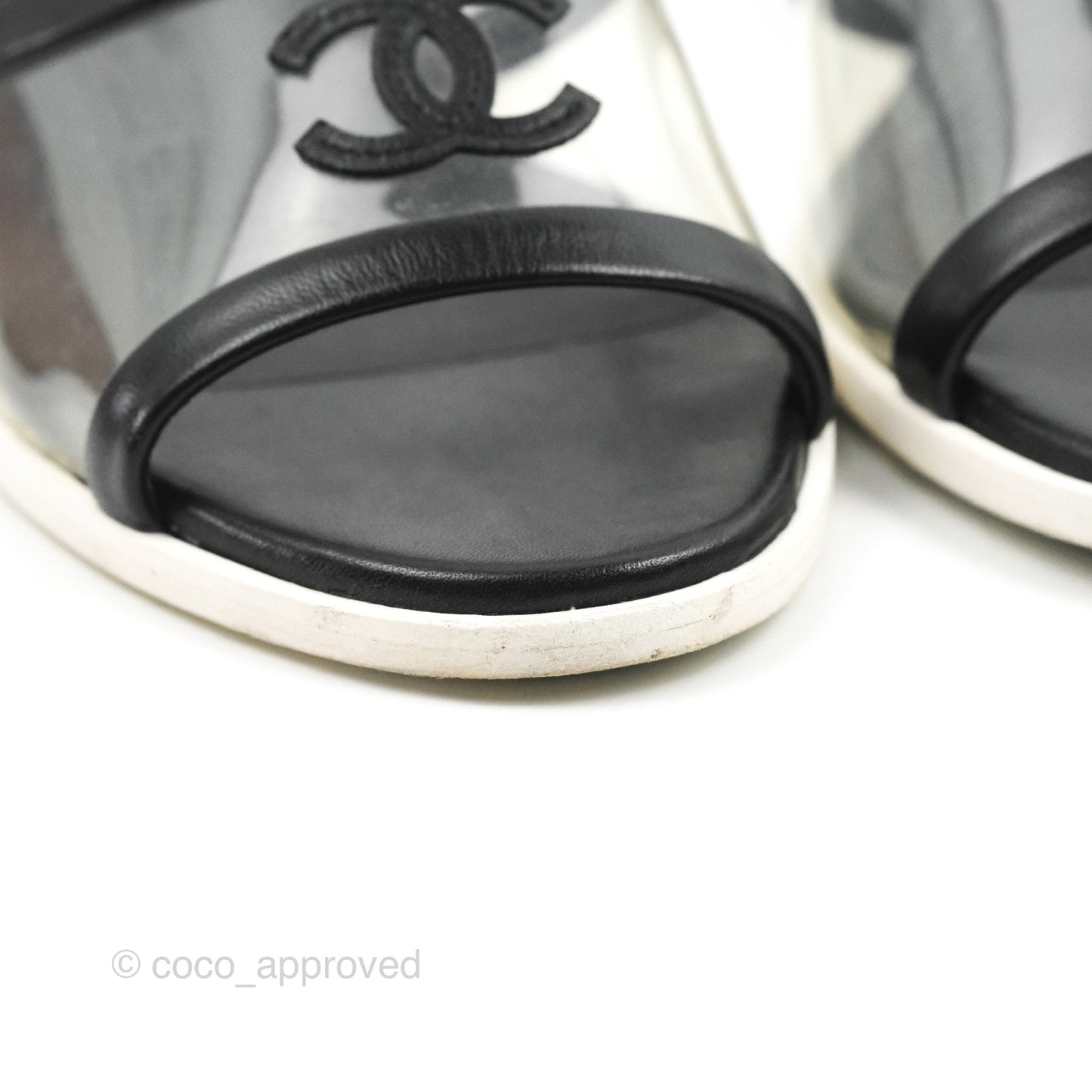 Chanel CC Logo PVC Slide Sandals Black Size 35.5