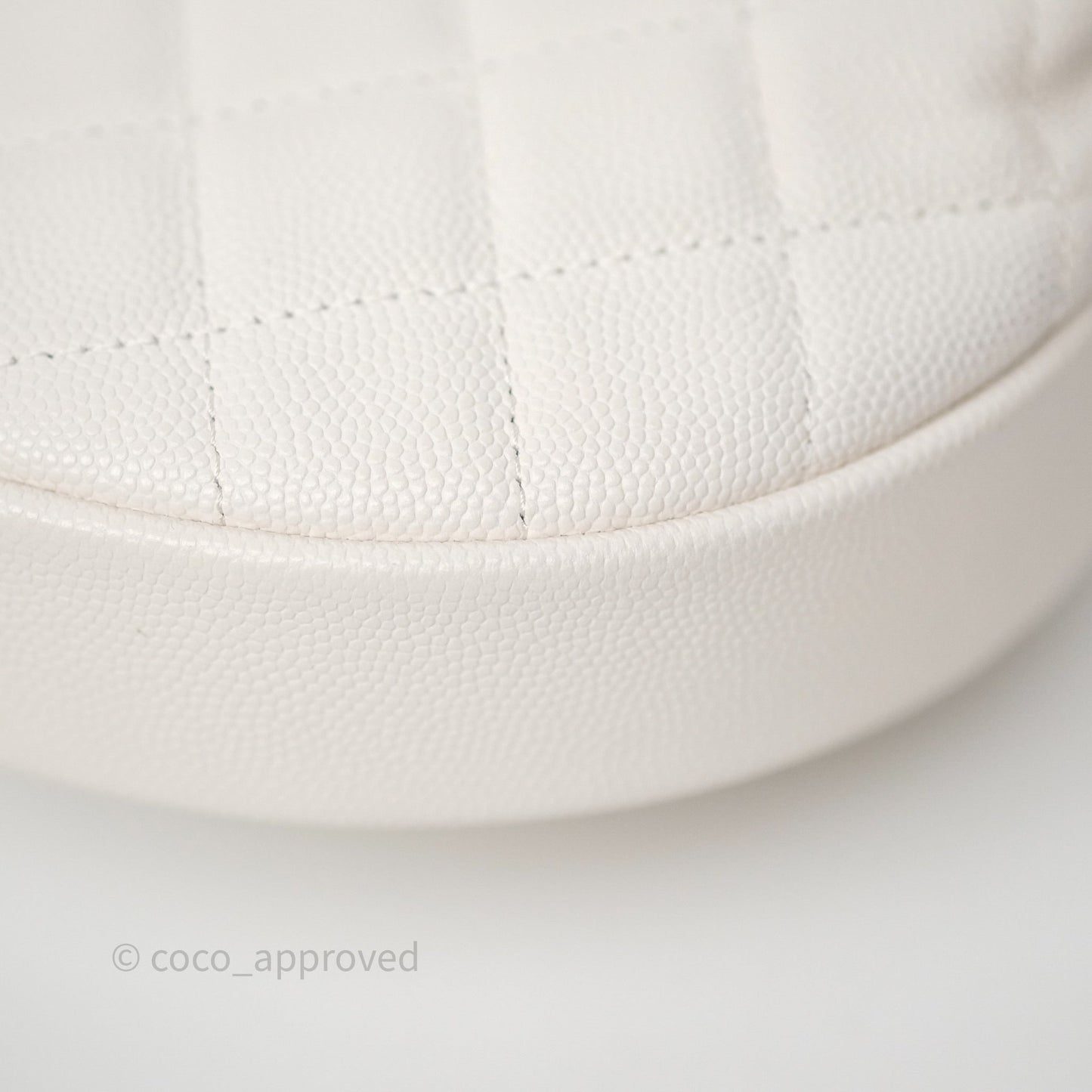 Chanel Quilted Polly Pocket Hobo Bag Caviar White Gold Hardware