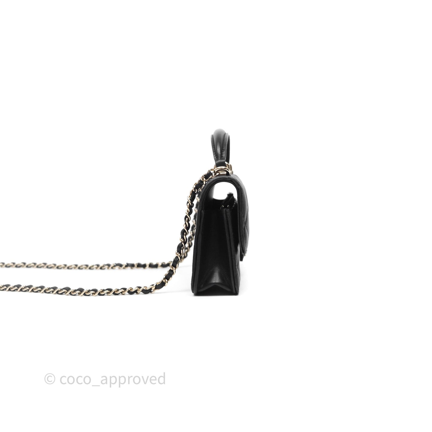 Chanel Top Handle Mini WOC Phone Holder Black Lambskin Gold Hardware