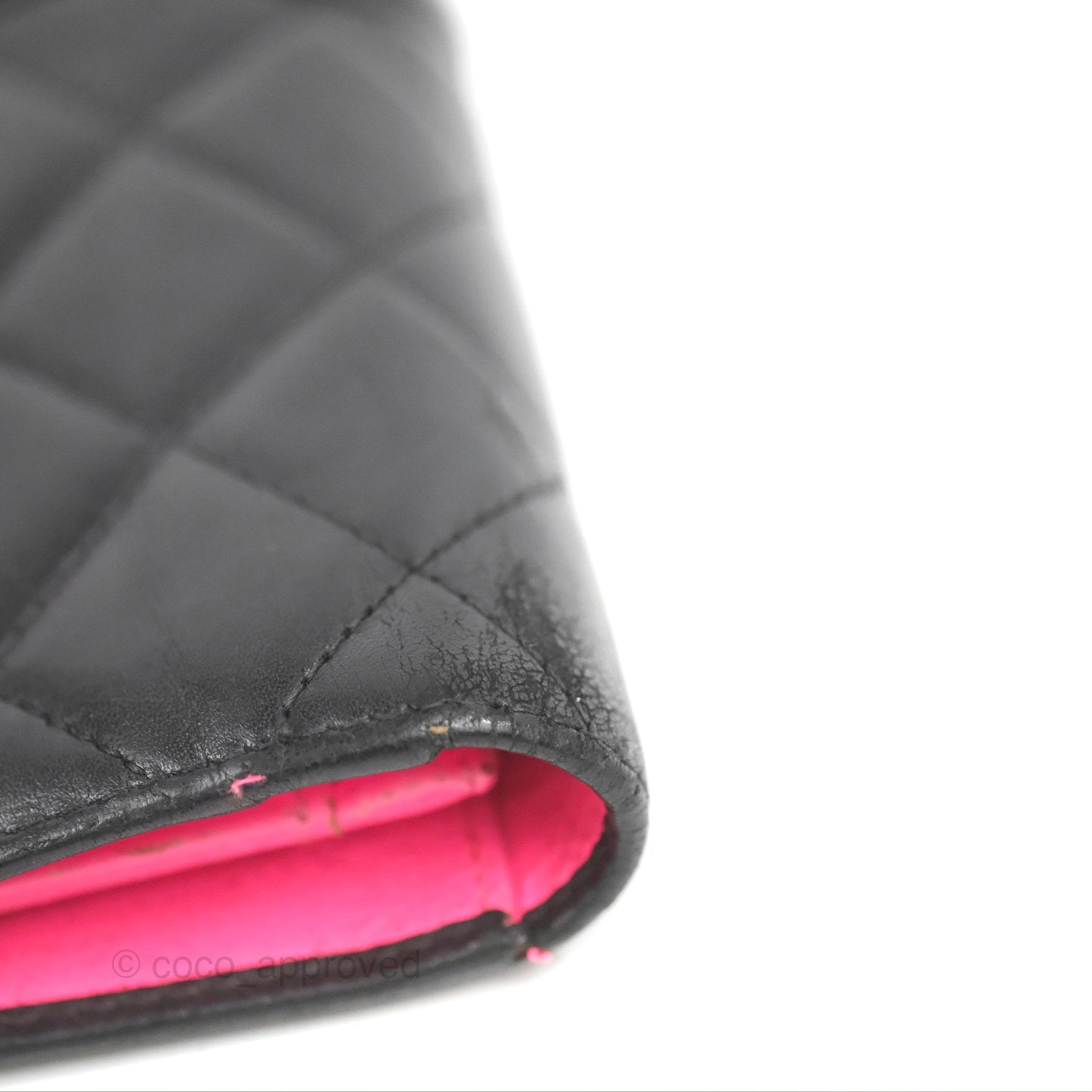 Chanel Quilted Cambon Yen Wallet Black Calfskin Silver Hardware