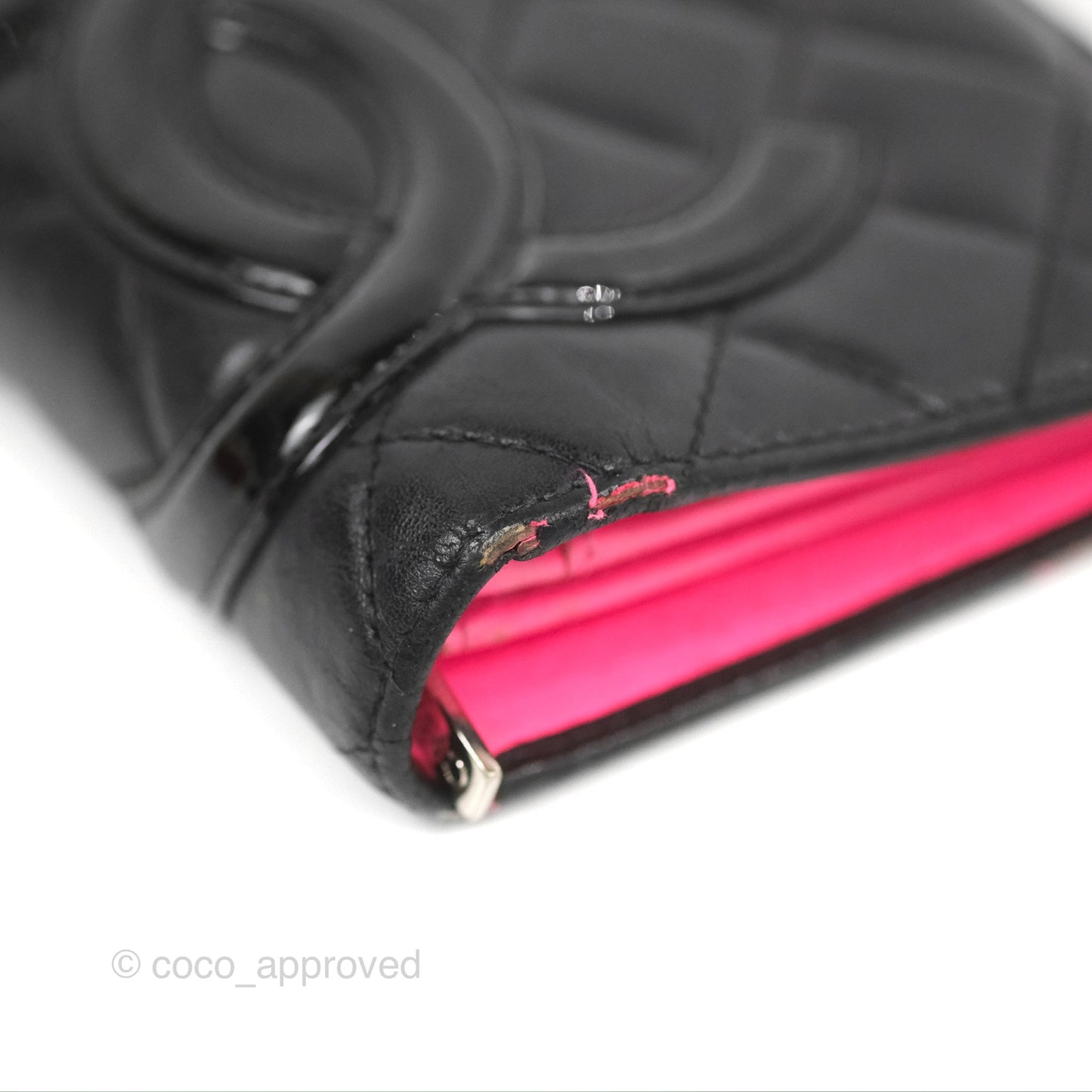 Chanel Quilted Cambon Yen Wallet Black Calfskin Silver Hardware