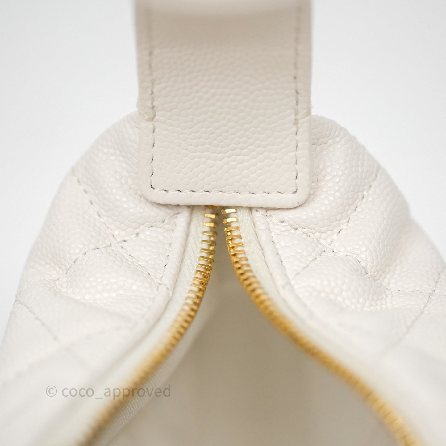 Chanel Quilted Polly Pocket Hobo Bag Caviar White Gold Hardware