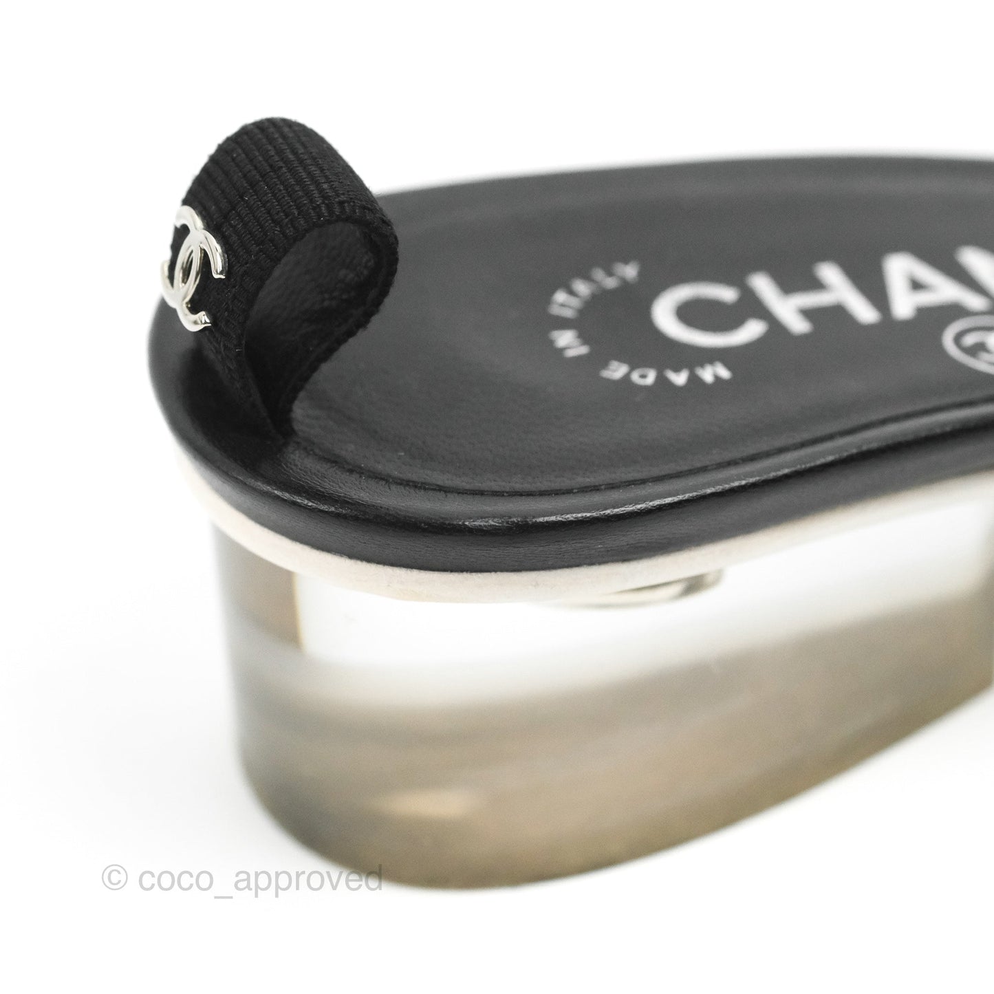 Chanel CC Logo PVC Slide Sandals Black Size 35.5