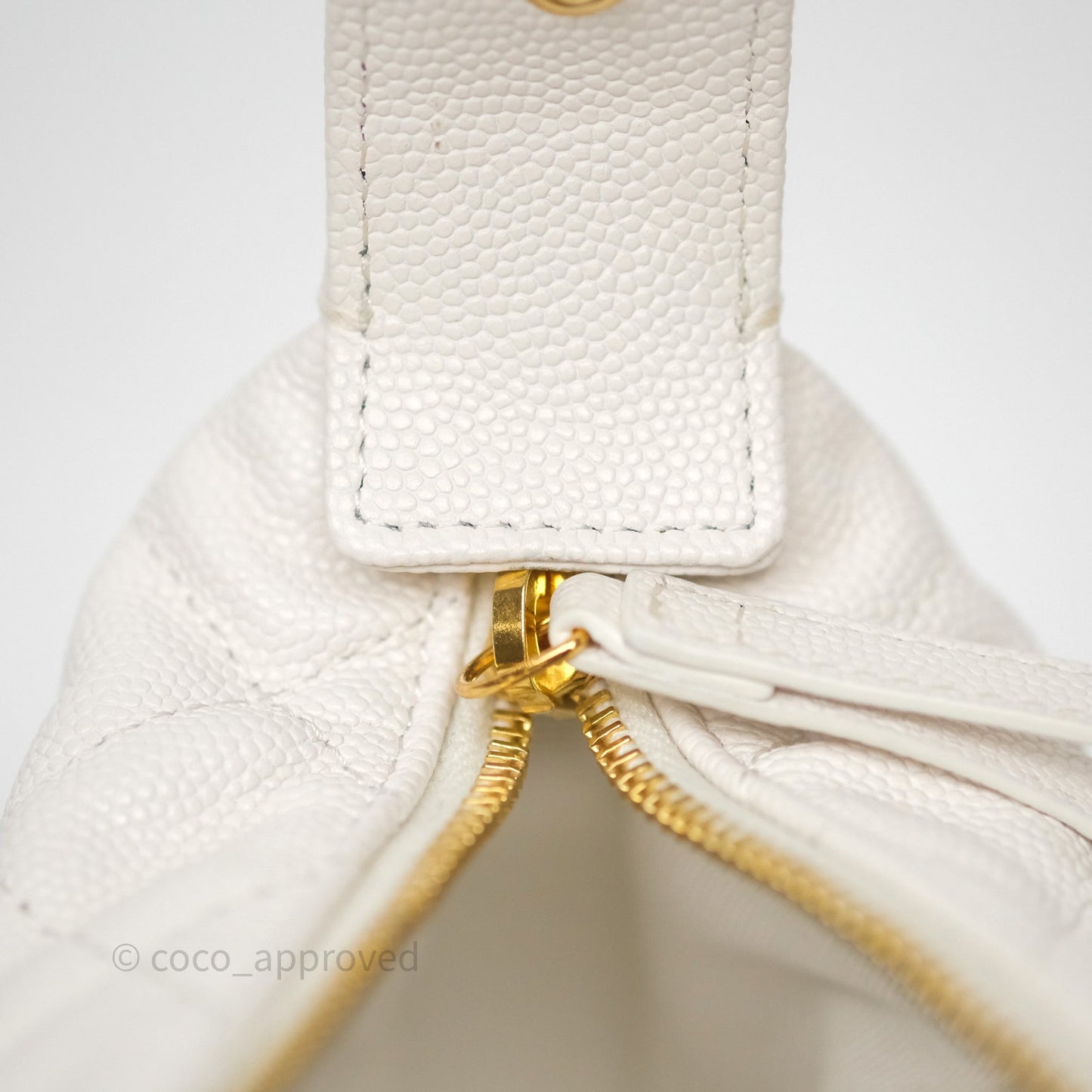 Chanel Quilted Polly Pocket Hobo Bag Caviar White Gold Hardware