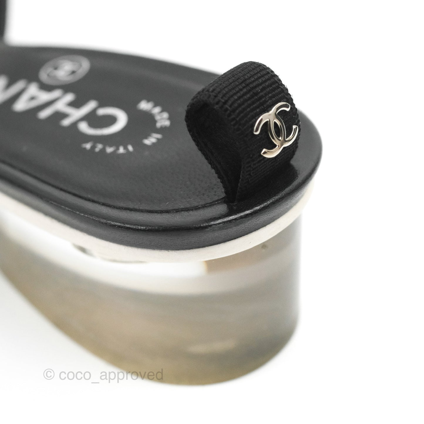 Chanel CC Logo PVC Slide Sandals Black Size 35.5