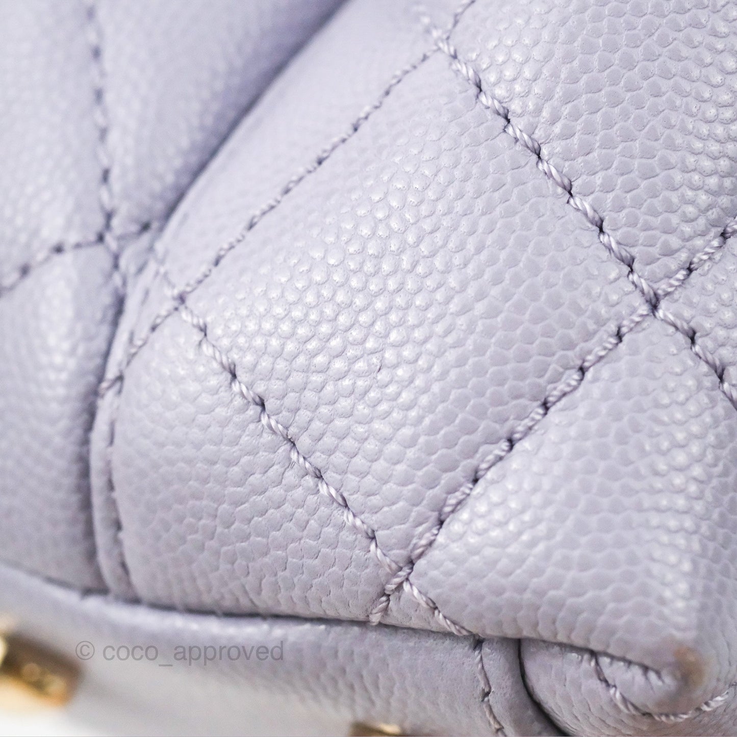 Chanel Small Coco Handle Chevron Purple Lilac Caviar Gold Hardware 21K
