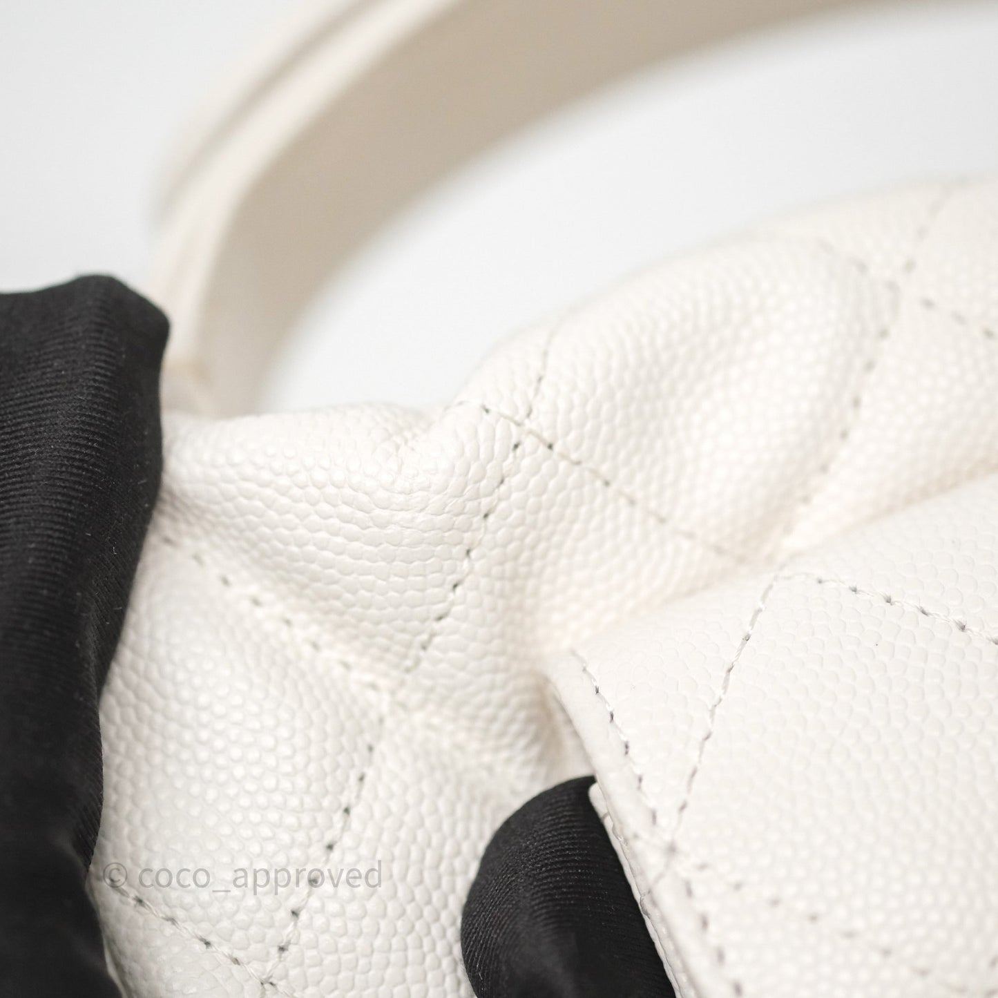 Chanel Quilted Polly Pocket Hobo Bag Caviar White Gold Hardware
