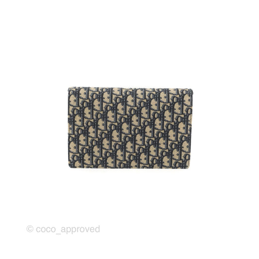 Christian Dior Saddle Chain Pouch Navy Oblique Jacquard