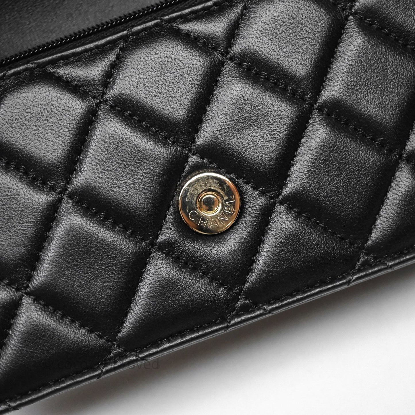 Chanel Top Handle Mini WOC Phone Holder Black Lambskin Gold Hardware